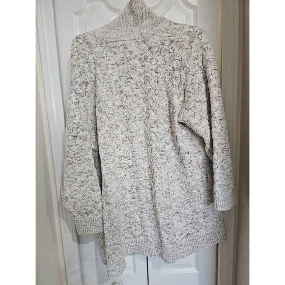 Lands' End Drifter Size 2X Oatmeal Heathered Cable Knit Cardigan Sweater - Picture 11 of 12